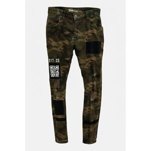 TAKER Camo Distressed‎ Skinny Jeans 32x32 Streetwear Punk Biker Moto